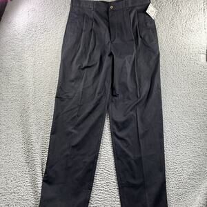 Farah Men's 36x34 Black Pleated Pants 100% Cotton Stain Free Wrinkle Free NWT